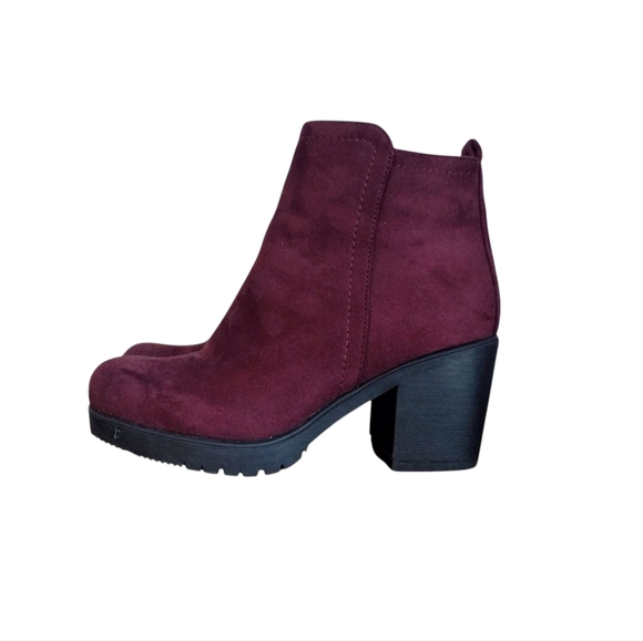 Dream Pairs Women's Burgundy Chunky Heel Ankle Boots Size 6.5 - Picture 2 of 4
